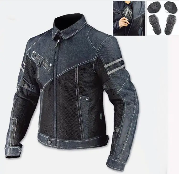 

JK-006 summer leisure denim mesh coat racing motorcycle riding jacket suit men heavy motorcycle Rider with Protection