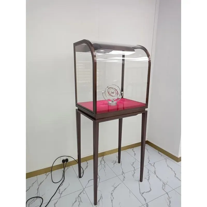 for High-end gold E1 plywood jewelry display case with LED lighting and modern design for retail stores