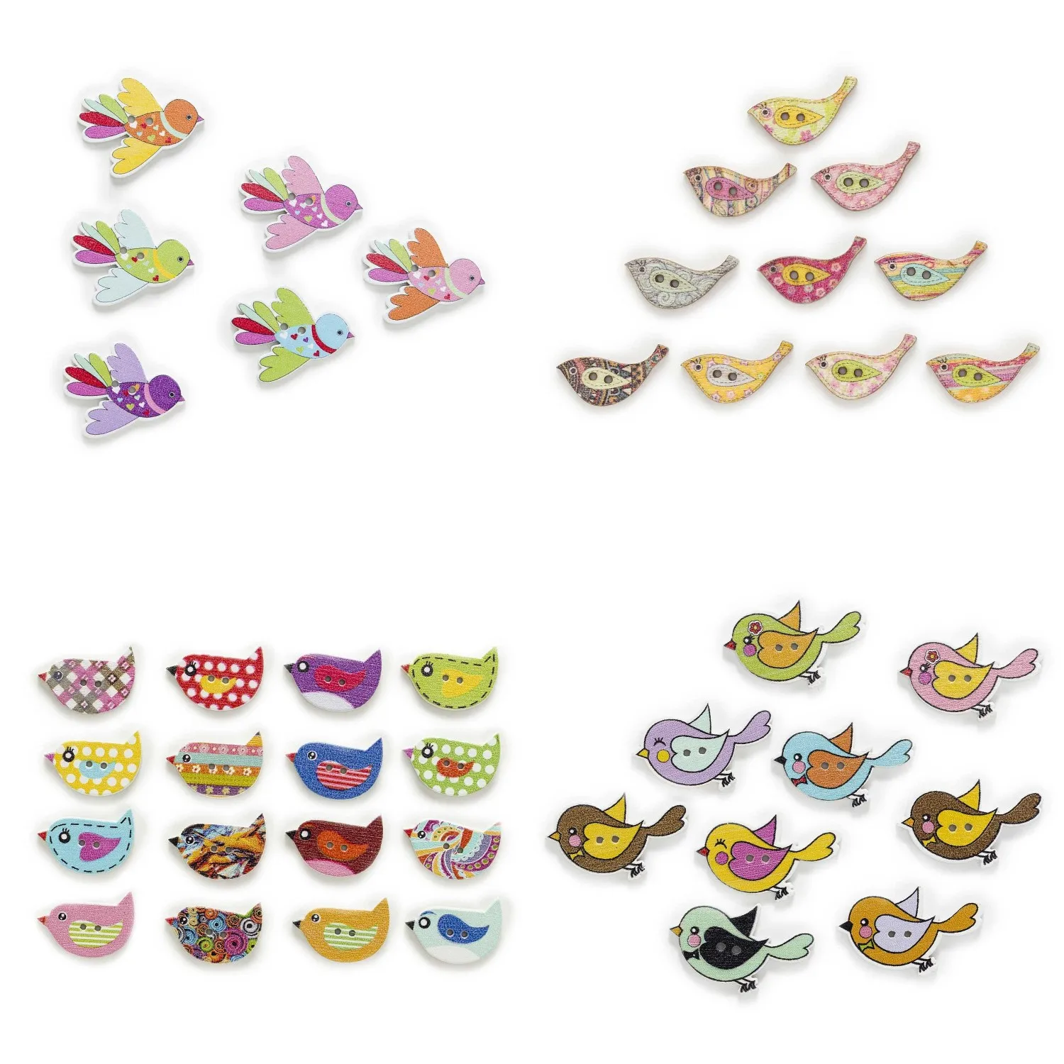 30pcs Cartoon Variety Bird Opt Wood Button Sewing Scrapbooking Clothing Headwear Handmade Crafts Home Decor Accessories DIY
