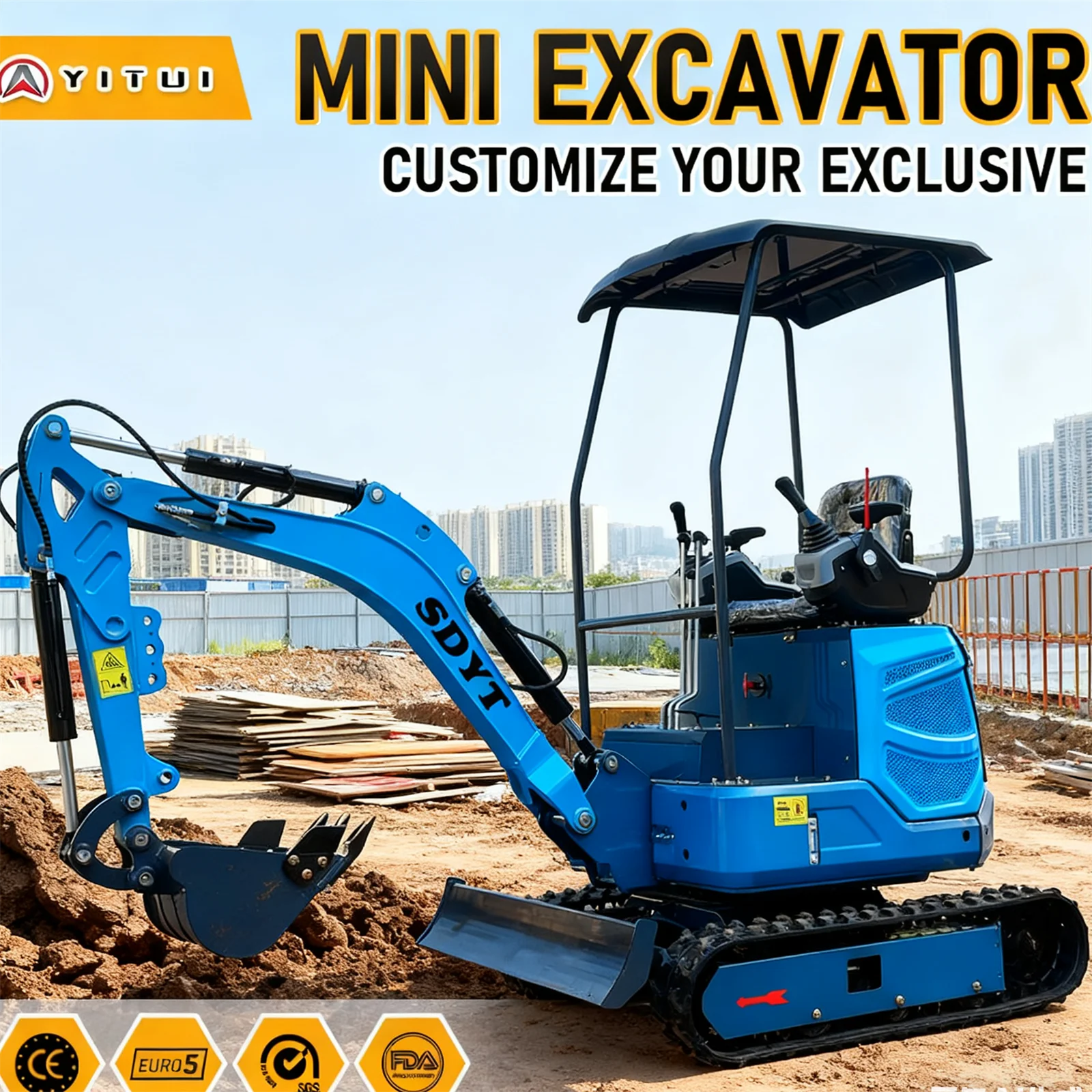 حفارة ديزل صغيرة 2 طن مع إمالة دوارة لحديقة المنزل Epa Euro 5 حفارة صغيرة بسعر مخصص رخيص