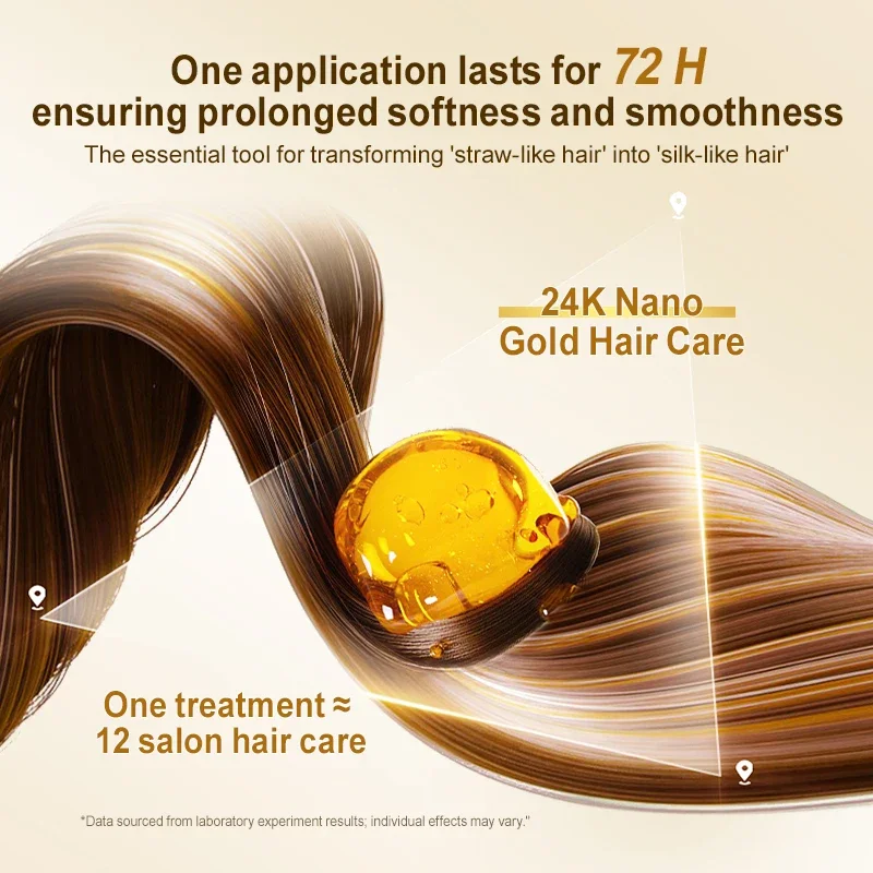 Masker Rambut Rusak Hot Dyeing & Set Serum Minyak Rambut Emas 24K Perbaikan Kerusakan Keriting Menghaluskan Perawatan Menutrisi Perawatan Rambut