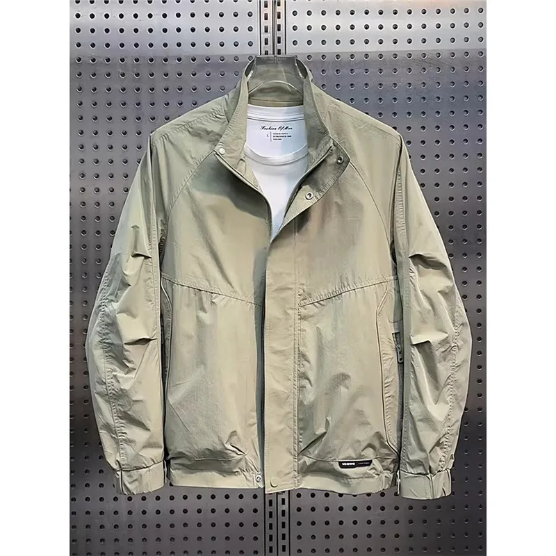

Casual Faionable Men's Jaet Stand Collar Loose Fit Windproof Spring Autumn Trendy Workwear Polyester Long Sve Coat
