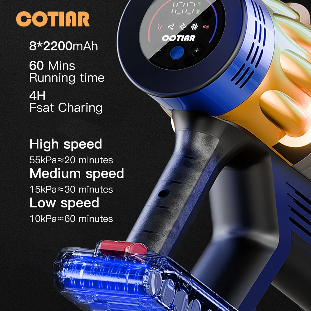 COTIAR V22 55KPa 650W Cordless Vacuum Cleaner Handheld Portable Suction Power LED Display  Home Deep Cleaning Multi Scenario Use