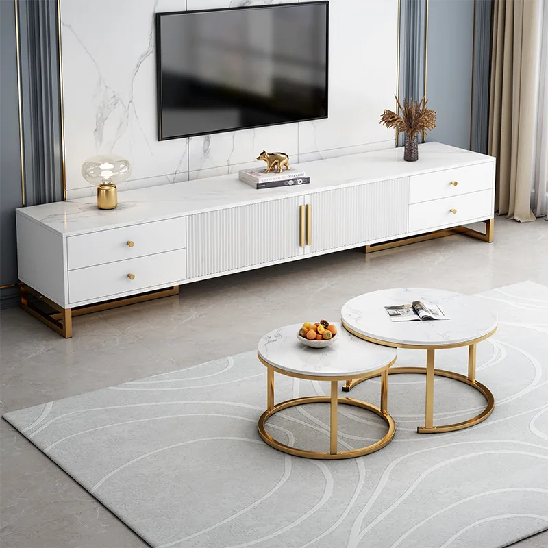 Yijiada TV Cabinet Modern Simple Coffee Table Combination Light Luxury Storage Floor Cabinet Living Room Furniture Narrow