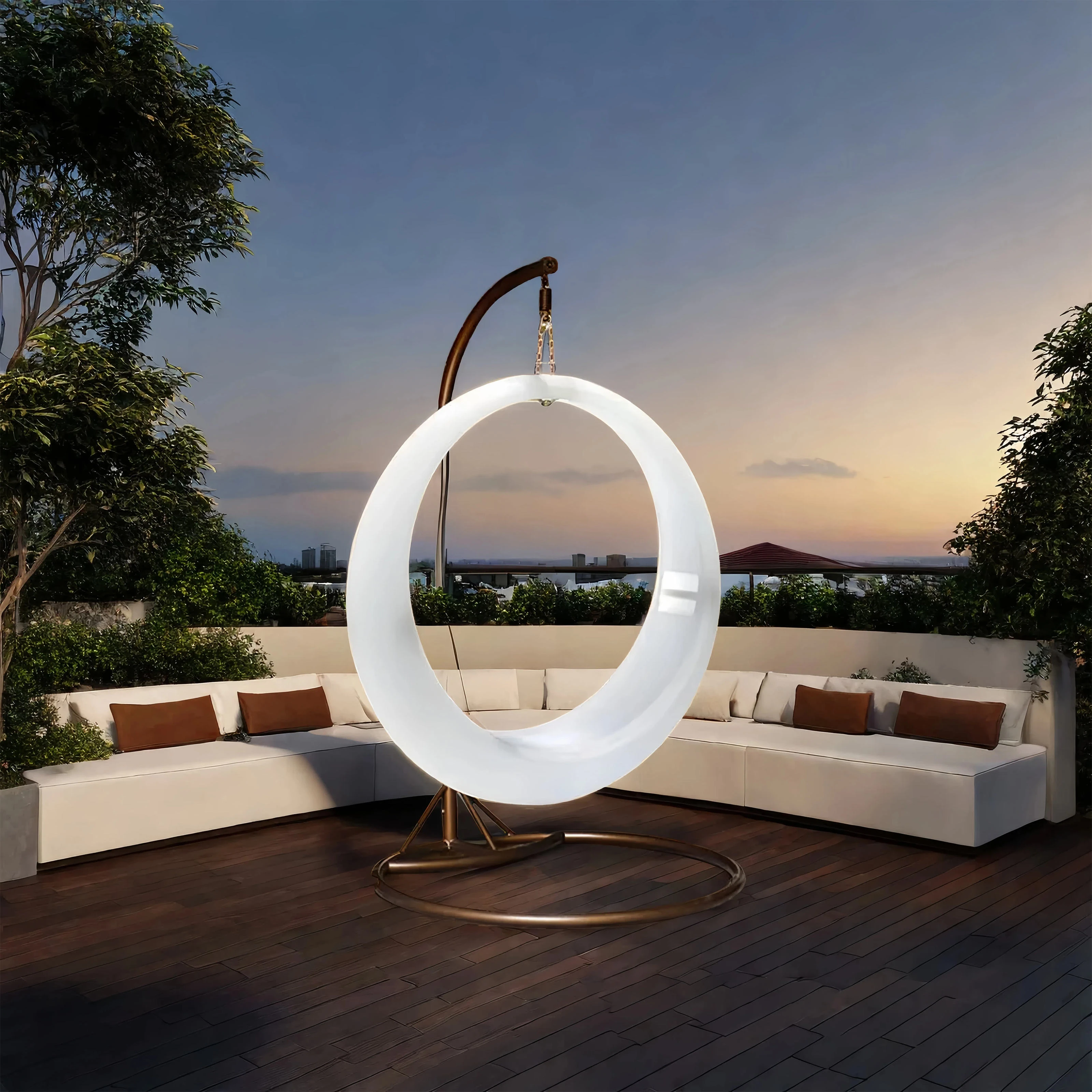 

Modern Outdoor/Living Room Swing Moon Seat Luminous Solar Courtyard Hammock Children's Rocking Chair Indoor Leisure Hanging