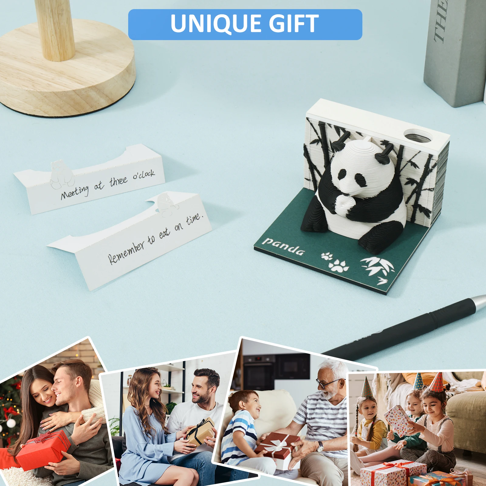 3D Calendar Panda 3D Memo Pad Art Sticky Notes Tear-Away 3D Notepad Calendar Creative Desk Calendar for Home Office Desktop