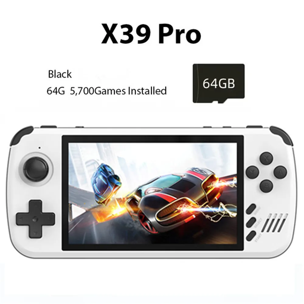 

Портативная игровая консоль POWKIDDY White X39 Pro, 4,5 дюйма, Ips экран, ретро-игры, PS1, Поддержка проводных контроллеров, детские подарки