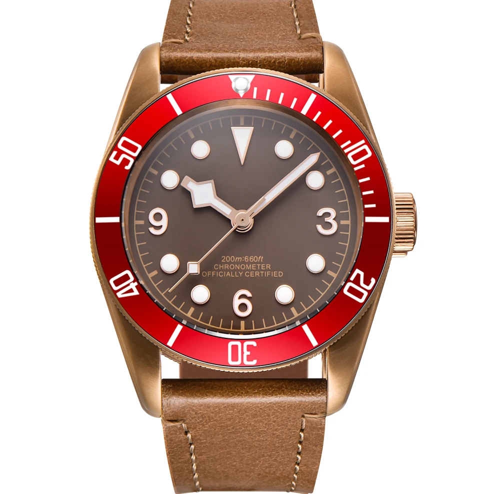 

Corgeut 41mm Automatic Nh35 Miyota Sterile Dial Mens Mechanical Watch Sterile Dial Stainless Brass PVD Case Leather Strapp