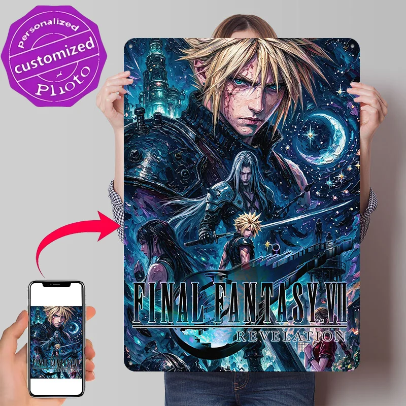Final Fantasy VII Revelation Art Metal Poster Perfect Gift for Fans Lovers Customized Wall Art Metal Sign for Home Decorations