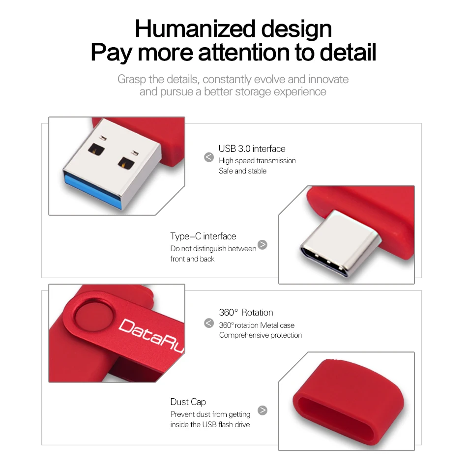 DataRunner Type C USB Flash Drive Pen Drive 512GB 256GB USB Stick 3.0 128GB 64GB 32GB Pendrive Memoria USB for Type C Android/PC