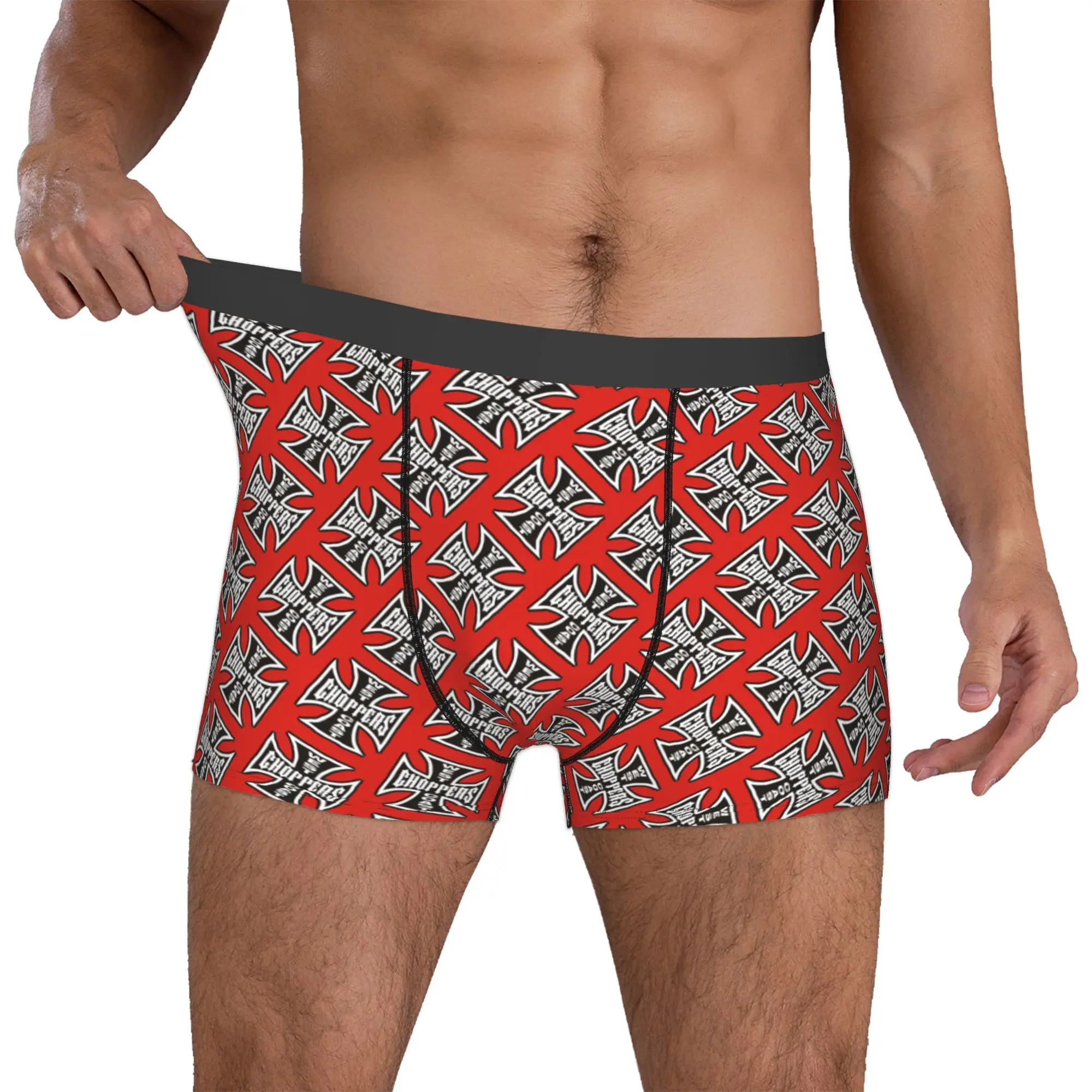 Calzoncillos bóxer personalizados para hombre con diseño de Iron Cross Choppers de la Costa Oeste, transpirables
