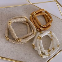 Herlook Heishi Bracelets Stacking Bracelet for Women Jewelry Accessories Gold Plated Disc Beads Polymer Clay Pulseras wholesale