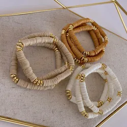 Herlook Heishi Bracelets Stacking Bracelet for Women Jewelry Accessories Gold Plated Disc Beads Polymer Clay Pulseras wholesale