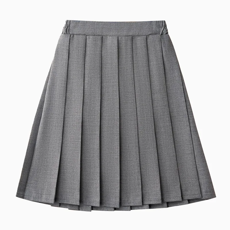 Teens Girls Pleated Skirt Solid Color New High Waist JK School Uniform Skirt Versatile Classic A-line Knee-high Skirt for Kids