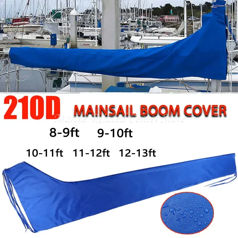 Blue 210D Waterproof Mainsail Boom Cover, Boat Cover, Anti UV Windproof Sunshade Sail Cover Anti Scratch Dustproof Cover 3m/3.5m