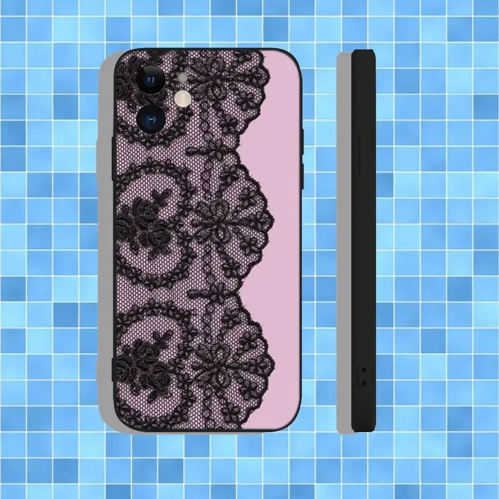 Lace Style Cool Girl Phone Case For iPhone 16,15,14,13,12,11,Pro,Max,Plus,X,XS,XR,SE,8,7,Mini,Soft Silicone Black Case - Image 3