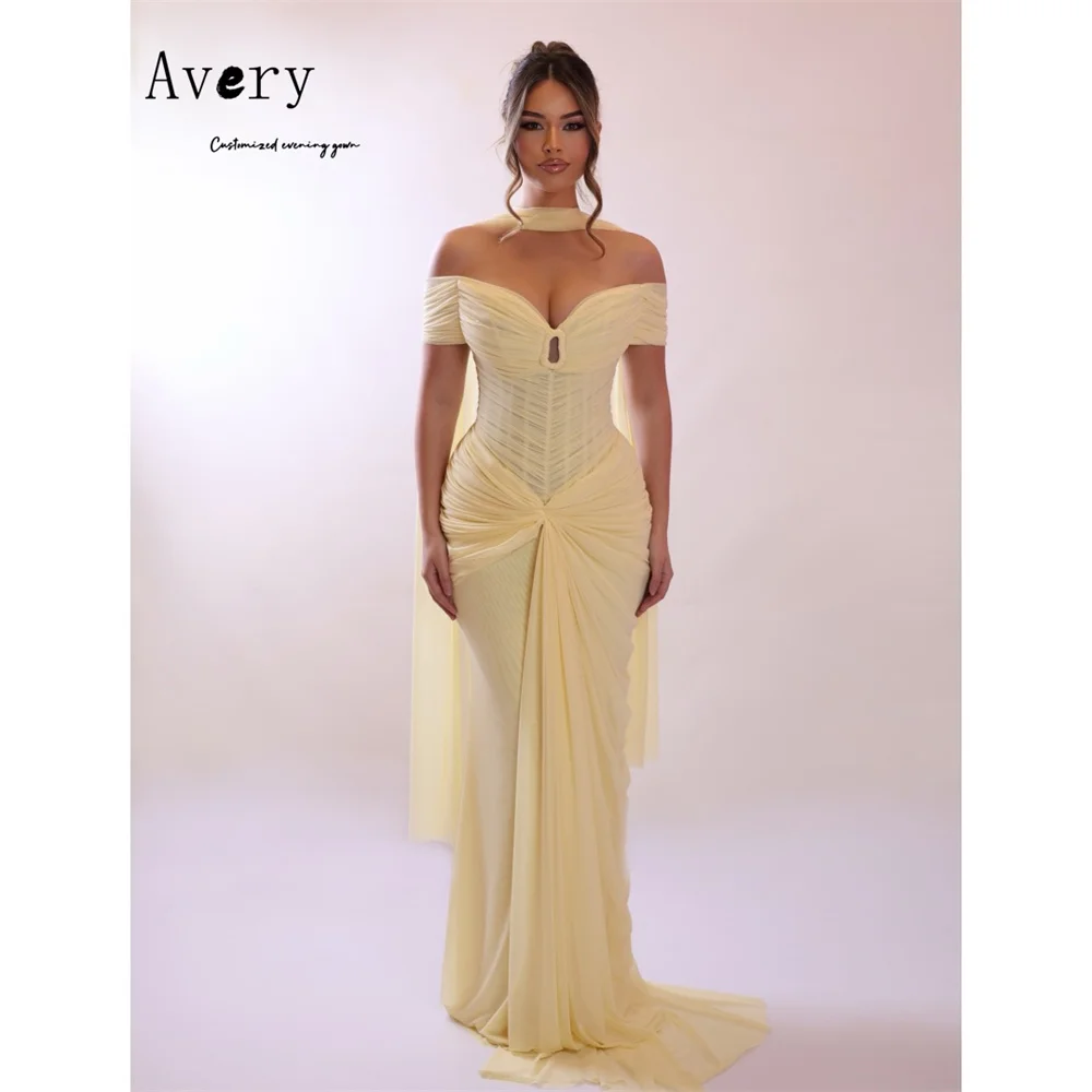

Avery Customized Yellow Off-shoulder Floor-length Sleeveless Women's Elegant Wedding Party Dress 2026 Woman Dresses D/party Prom