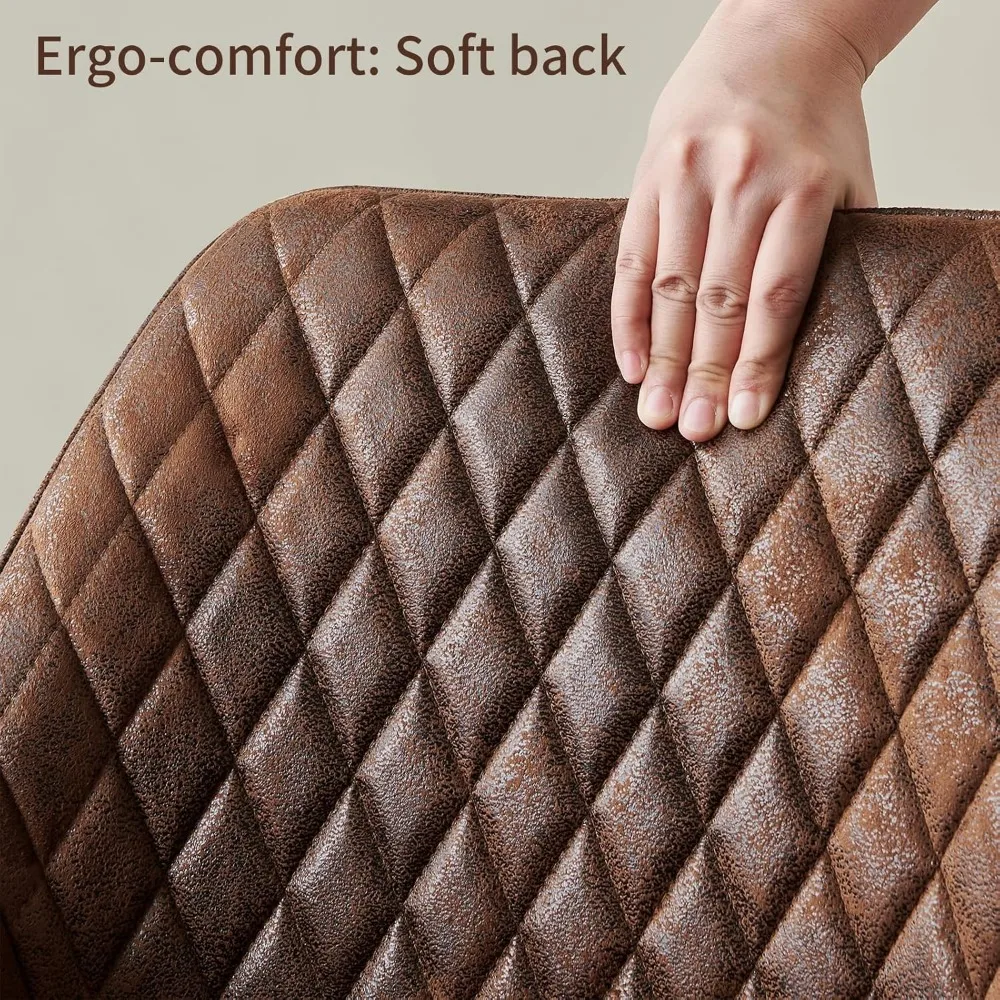 طقم كراسي طعام من جلد الغزال مكون من كرسيين منجدين من جلد الغزال البني لغرفة المعيشة كرسي مطبخ معنقدة حديث بأذرع #6