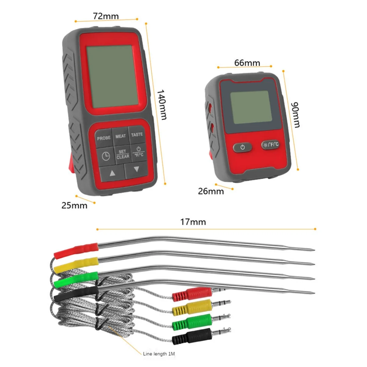 

A010 Wireless Meat Thermometer for Grilling and Smoking with Four Meat Probe Kitchen Timer Digital Cooking Food Thermometer