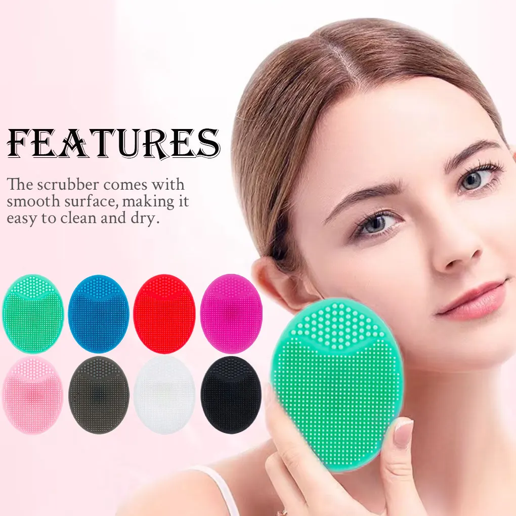 Face Scrubber Facial Clean Brush Personal Care Wash Cleanser Pad Washing Tools Skin Scrubbers for Home Rose red