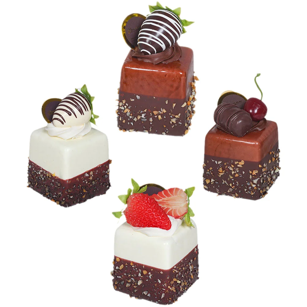 

4 Pcs Simulation Cake Decor Artificial Photo Prop Decorate Resin Realistic Food