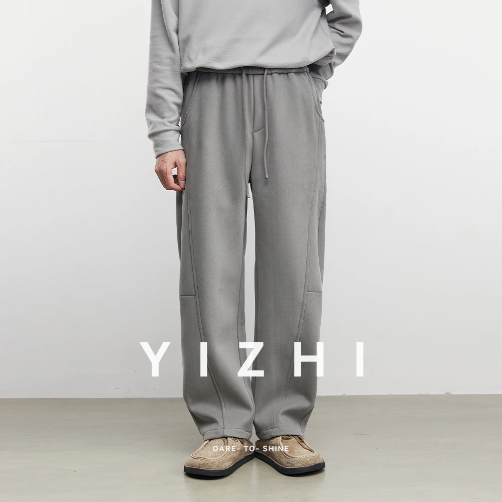 

Модные мужские повседневные брюки на флисовой подкладке с утолщенными изогнутыми лезвиями, осень-зима 2022, новые однотонные струящиеся спортивные брюки