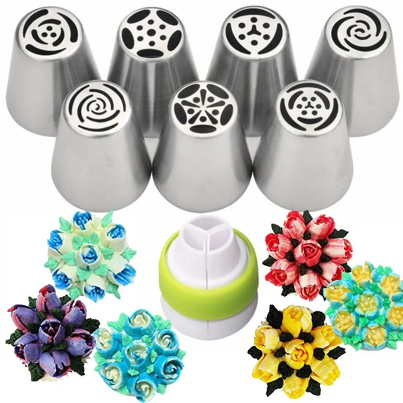 8Pc/set Stainless Steel Russian Tulip Icing Piping Nozzles Pastry Decoration Tips Cake Decoration Rose Cake Tools