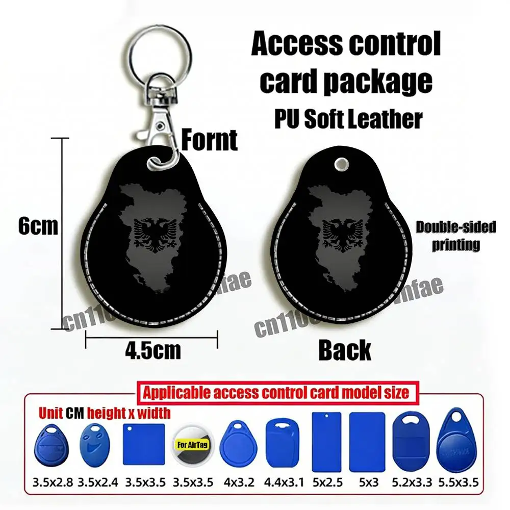 For Albania Albanian Illyrian Eagle Flag For AirTag Card Holder Cover ID Clips Credit Bank Access Electric Car Keychain - view 6