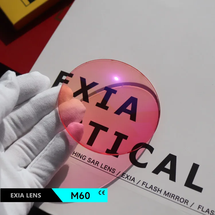 

EXIA Lens M60 Gradient Red Champagne Sunglasses Lenses UV400 SHMC MR-8 1.61 Thickness 3mm Anti-Impact Base Curve 3
