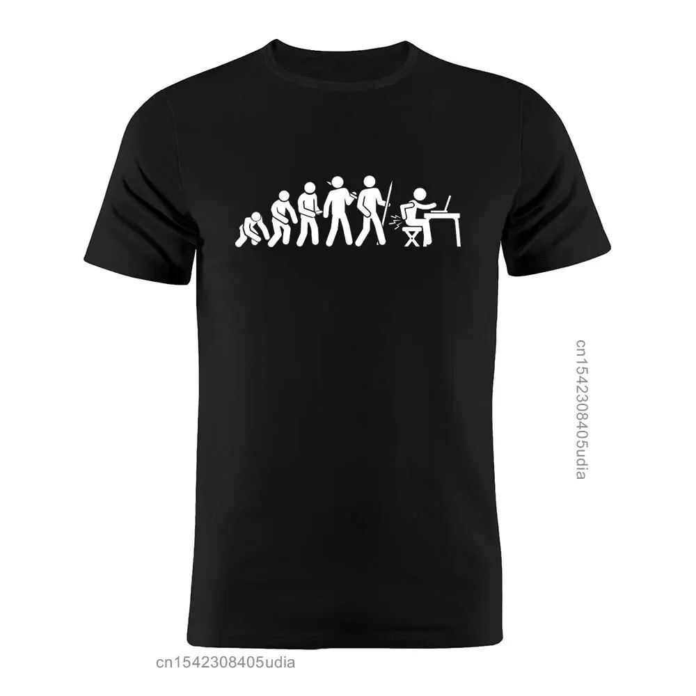 Men's Funny Coder T Shirt Cotton Evolution Developer Programmer Tee Shirts Computer Science Software Engineer Geek Tops Tees