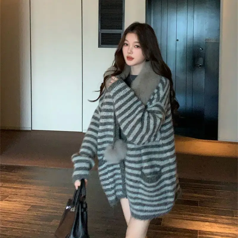 

Cardigans Long Woman Sweaters Womens Summer Illusion-Two-Pieces Hip-Hop Stretch Elegant Fitted Hem Preppy-Style Skin-Friendly OL