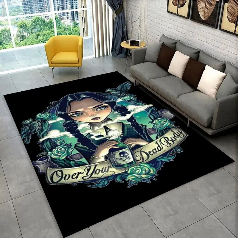 Classic W-Wednesday TV Non-Slip Area Rug for Living Room,Bedroom,Playroom,Soft Carpet Floor Mat Home Decor Rug  Room Gift