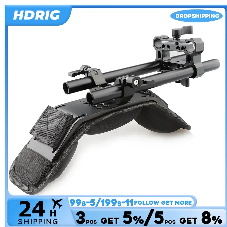 HDRIG 15mm Rod Rail Support Rig Steady cam Video Camera Shoulder Pad for Panasonic Fujifilm DSLR Camera Camcorder Cage Rig