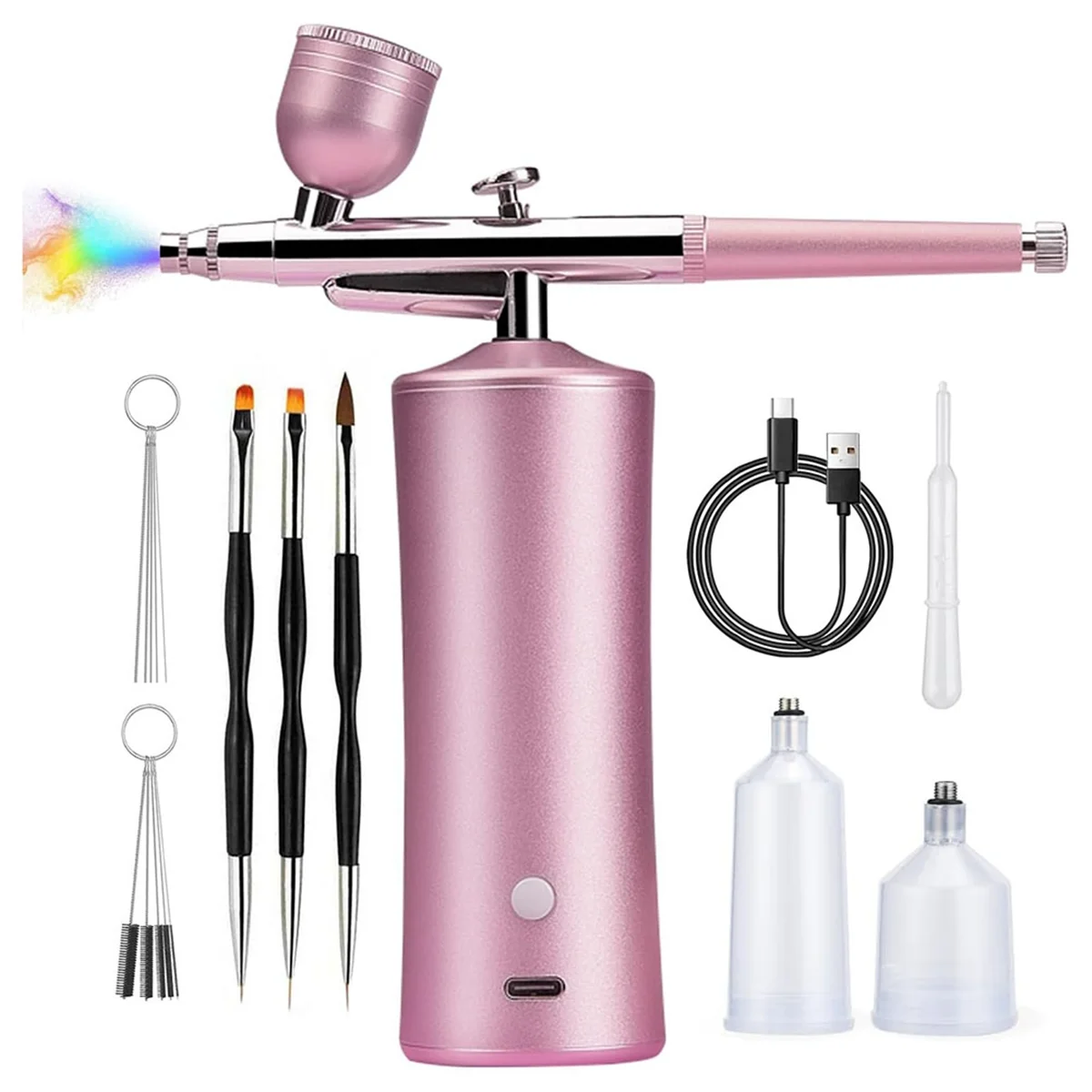 

Airbrush Kit with Compressor,20-30PSI AirBrush with 0.3mm Nozzle for Painting, Tattoo, Nail Art, Model Coloring,Pink