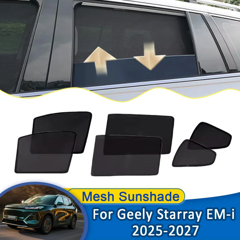 

For Geely Starray EM-i 2025 2026 2027 EX5 Starship 7 Car Mesh Sunshades Sun Visors Window Magnetic Privacy Curtain Accessories