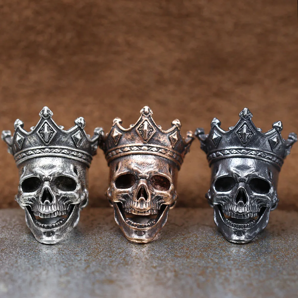 Crown Skull Head Brass Knife Beads EDC DIY Paracord Woven Bracelets Lanyard Pendants Accessories Outdoor Tools Hangings Charms