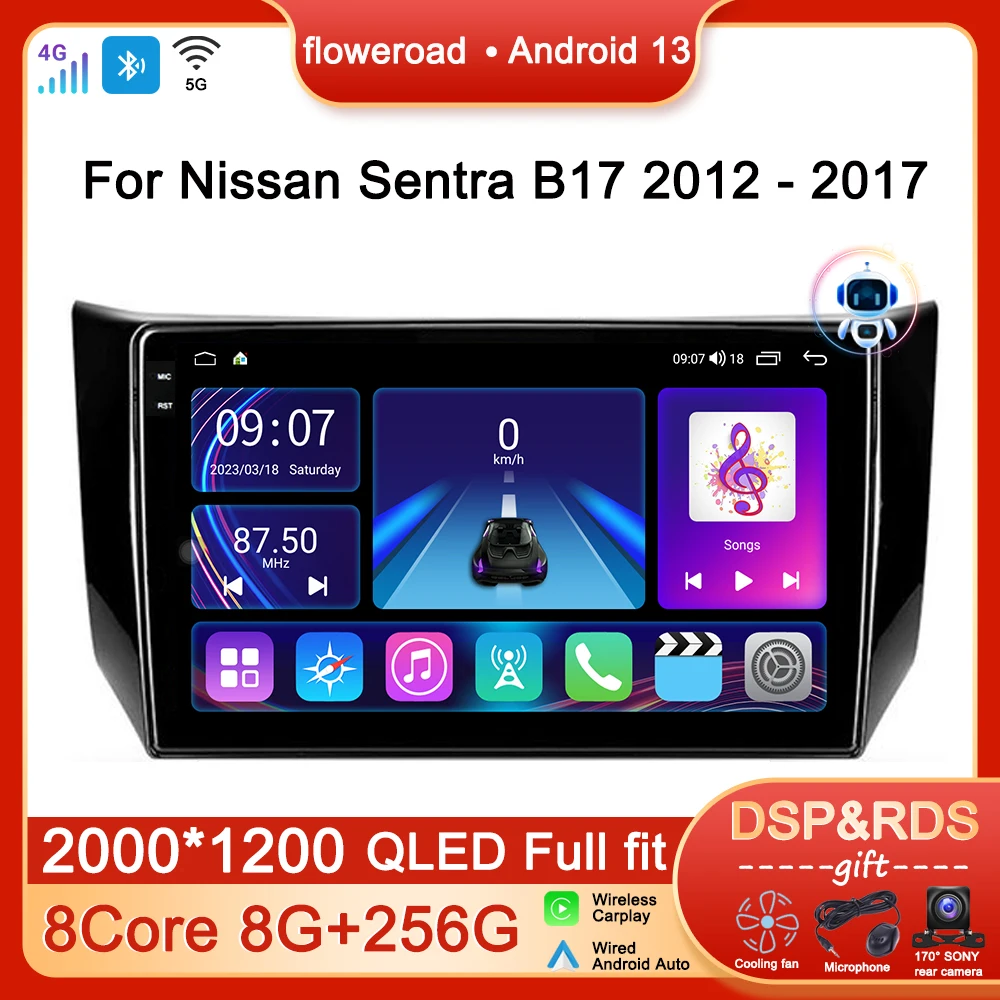 

Car Radio For Nissan Sentra B17 2012 2013 - 2016 2017 Multimedia Player Navigation GPS Auto Carplay Android 13 No 2din 2 din dvd