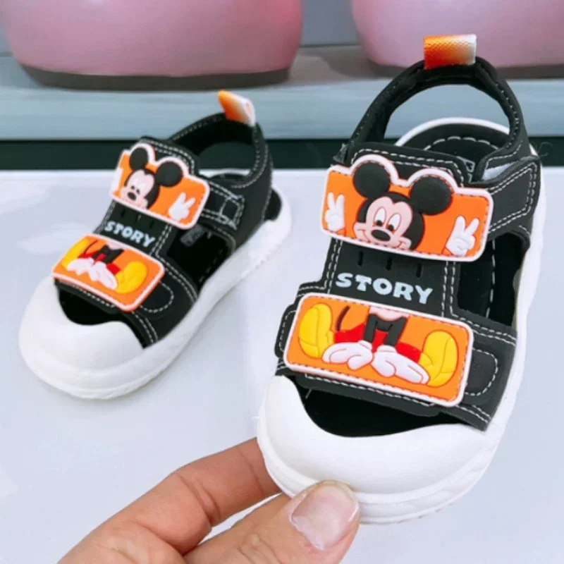 Disney Baby Kids Toddler Sandals Cute Mickey Sandals for Children Outdoor Shoes Girls and Boys Protect Toe Beach Shoes