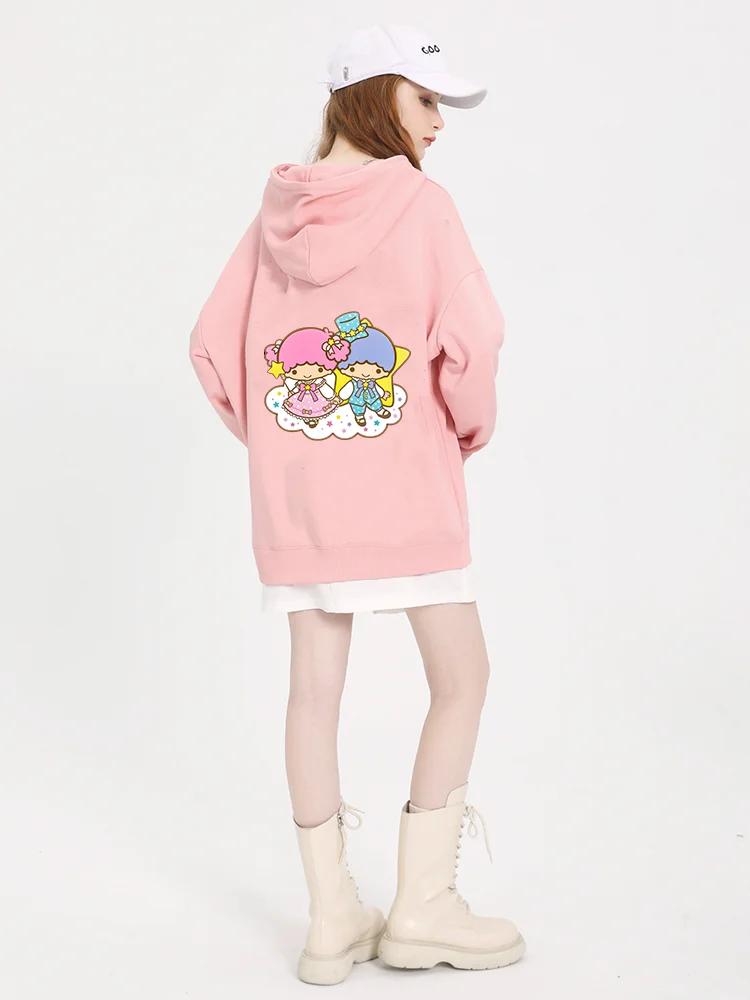 Sanrio Little Twin Stars Men's and Women's Hoodie Casual Street Clothing Long sleeved Sweatshirt Boys and Girls Autumn Top Coat