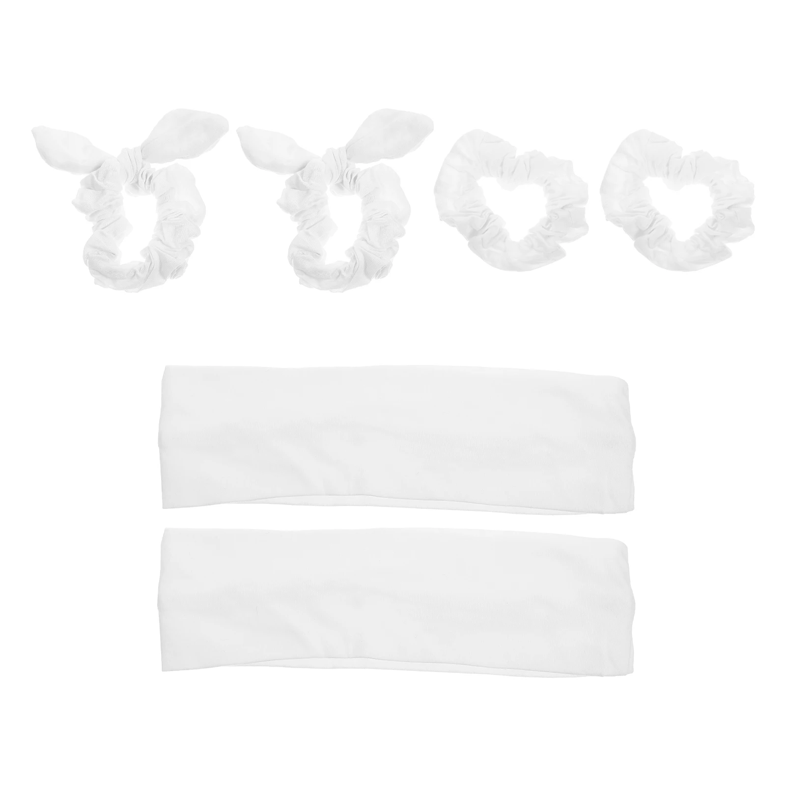 1Set elastische weiße Kaninchenohr-Haargummi Scrunchy Bands Pferdeschwanzhalter Haarschmuck für Frauen elastische weiße Stirnbänder