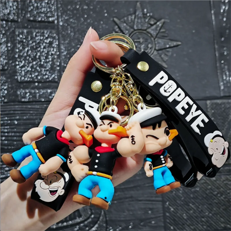 Exquisite Popeye Cartoon Keychain, Anime Character School Bag, Pendant, Doll Key