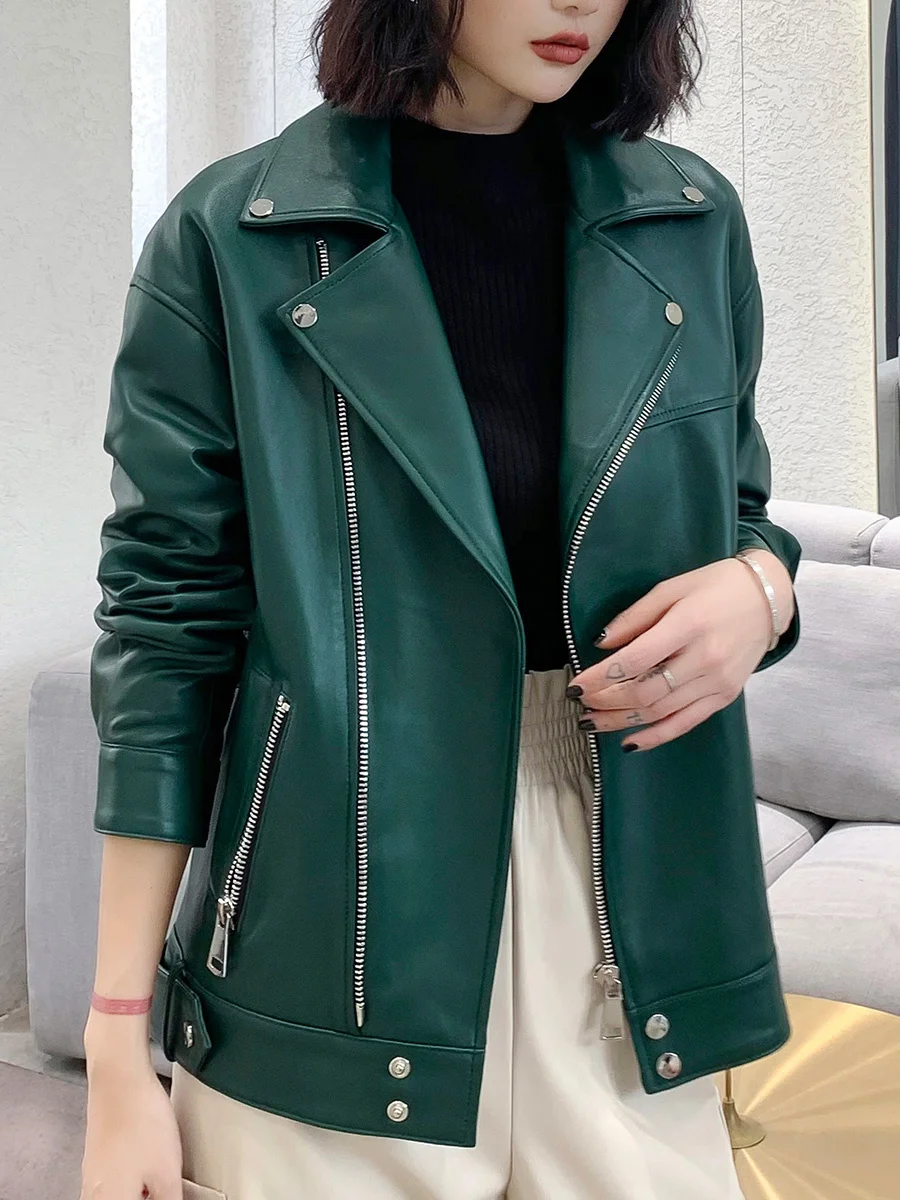 

2023 New Real Leather Jackets Women Spring AutumnGenuine Sheepskin Leather Coat Female Motorcycle Woman Jacket Cuero G