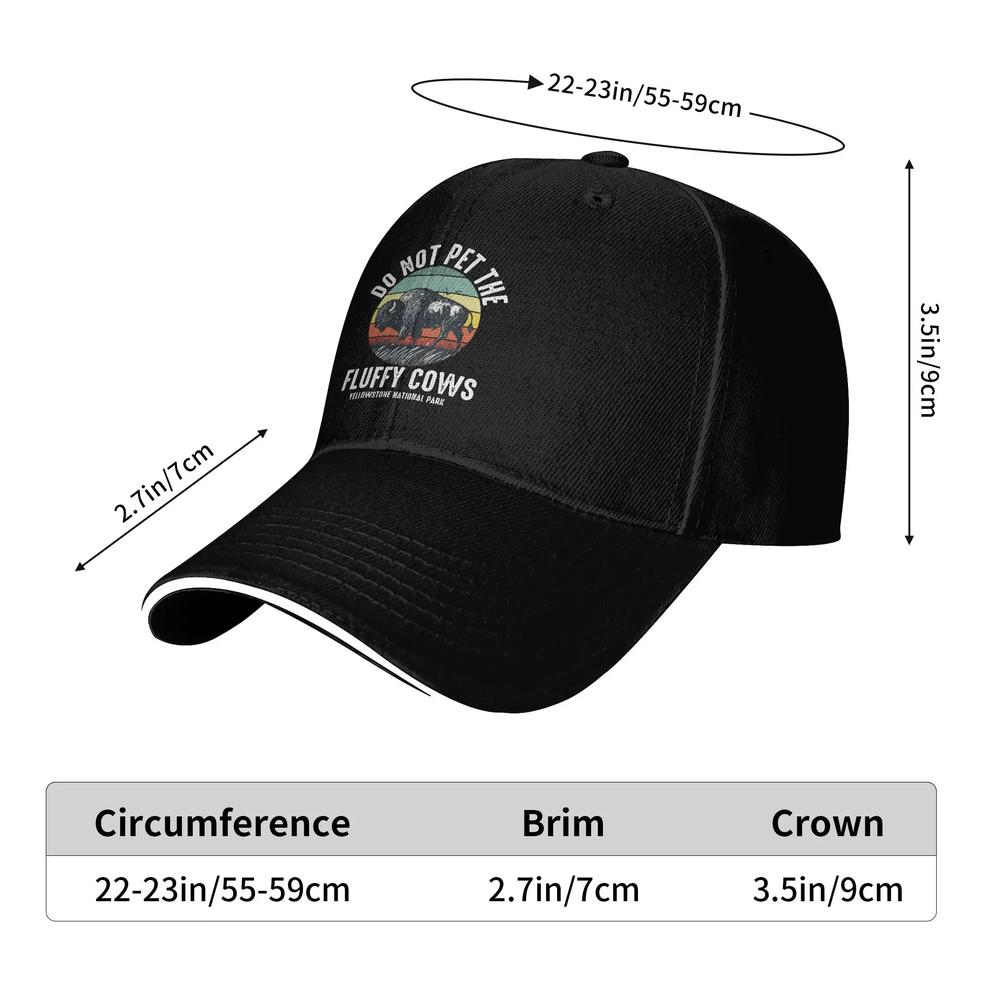 Sun Baseball Cap Do Not Pet the Fluffy Cows Yellowstone National Park Bison Trucker Hat Sun-Proof Fashion Hiking Baseball Caps