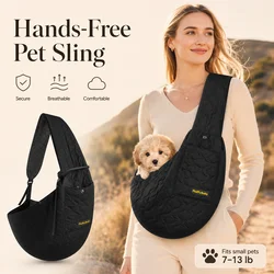 Small Pets Sling Carrier Bag, Hands Free Dog And Cat Padded Adjustable Pet Travel Crossbody Shoulder Bag, Pet Moving Backpack