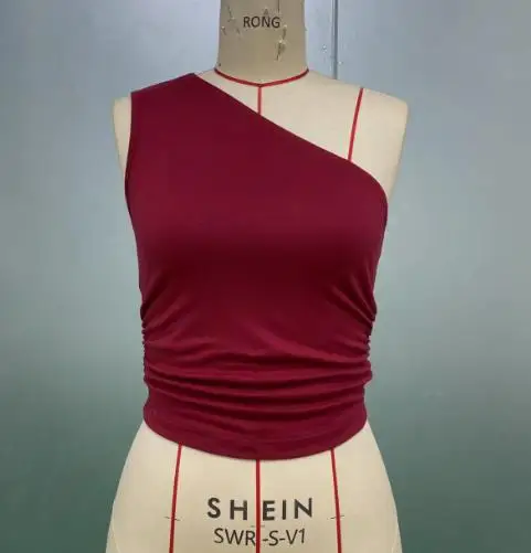 2025年夏 レディース スリムフィット ニット 無地 小さめ ベスト ワンショルダー ショート丈トップス