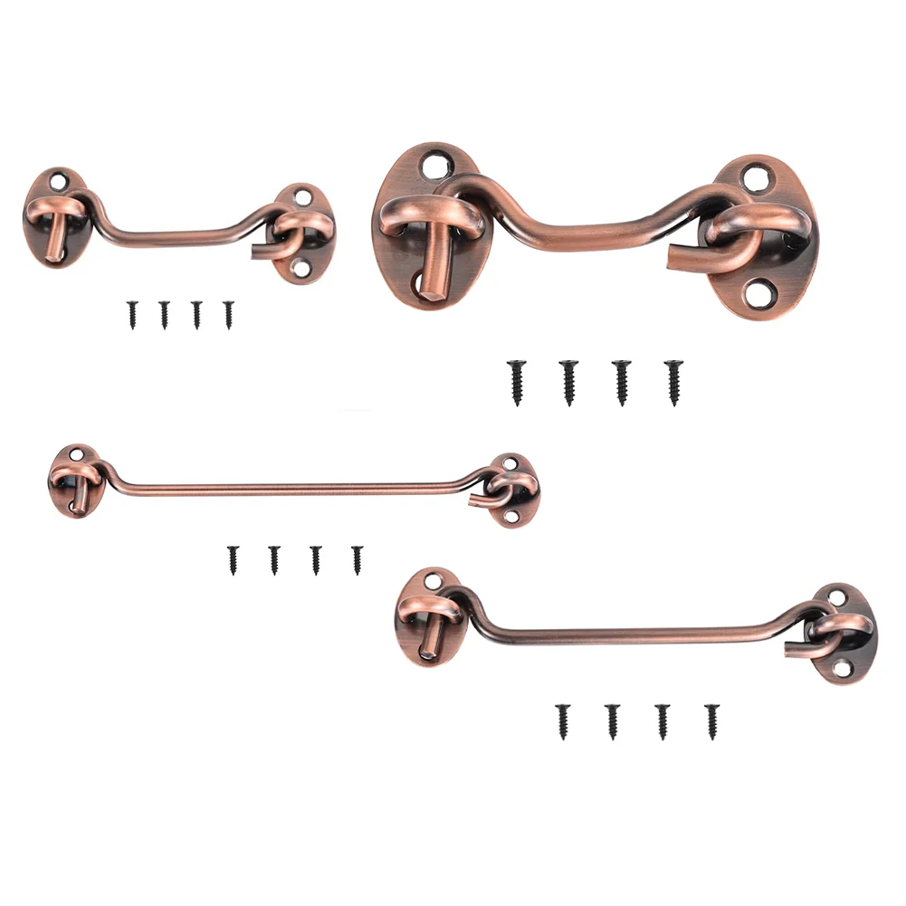 

Stainless Steel Eye Hook Latch Barn Door Lock Gate Latch With Screws For Cabin Hook Sliding Door Lock Household Hardware Tools