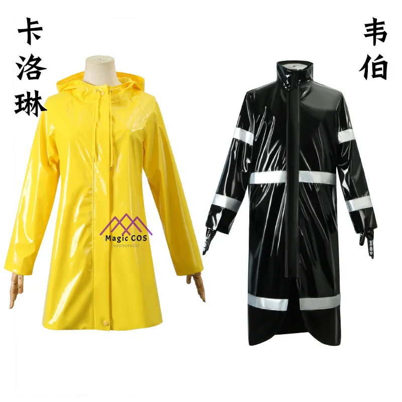 

Cartoon Movie Coraline The Secret Cosplay Costume Coraline Dress with Wybie Lovat Hoodie Jacket Coat Raincoat Halloween Suit