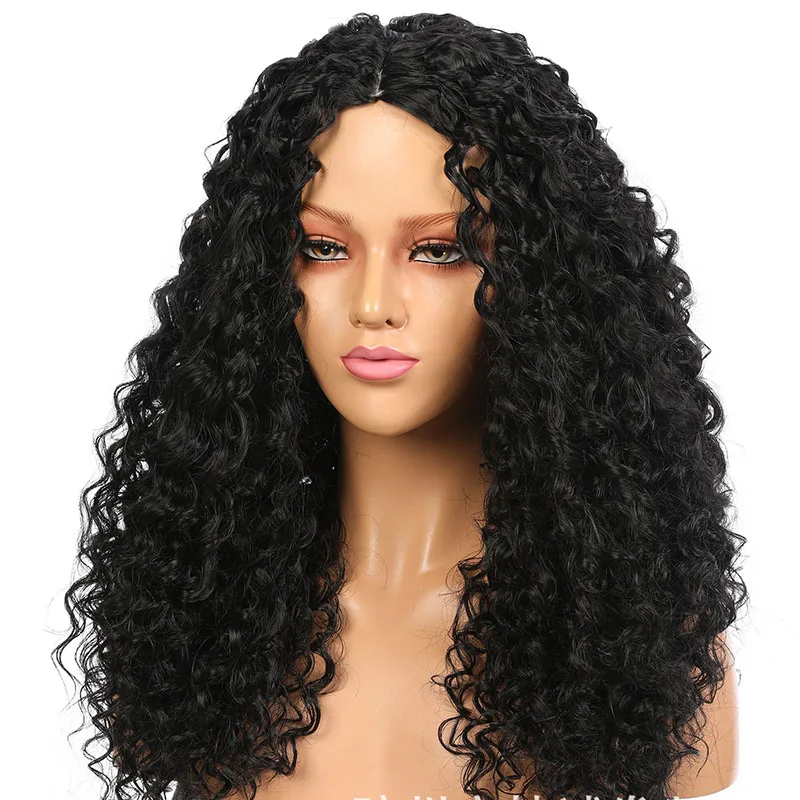 

Long Kinky Curly Black Lace Front Wig Soft 26Inch 180%Density For Women With Baby Hair Glueless Synthetic Preplucked Daily Wig