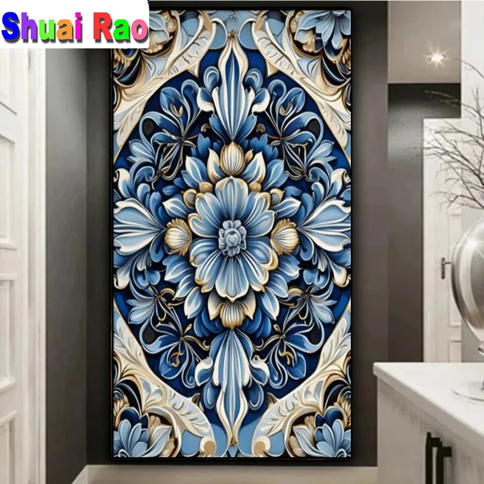 

William Morris Victorian Blue Mandala Diamond Painting New 20245 Diy Full Square Round Diamond Art Mosaic Embroidery Home Decor