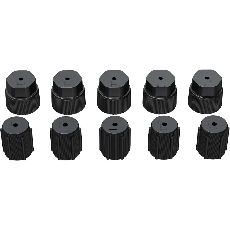 10PCS R134a Car AC Charging Port Caps 13mm Low Side 16mm High Side Clip-on Air Conditioning Valve Caps with Seal Ring